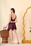 Nightqueen Plain Satin Short Night gown set