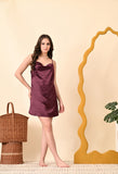 Nightqueen Plain Satin Short Night gown set