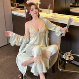 Women's Satin Robe 3 pc set