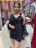 2pc fur night gown set