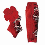 Printed flowers monokni set with sarong