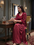 2Pc Fur Night Gown Set in Lycra Satin | NITEQUEEN BY NEELIMA