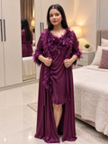 2Pc Feather Nightgown Set for Women | NITEQUEEN BY NEELIMA