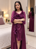 2Pc Feather Nightgown Set for Women | NITEQUEEN BY NEELIMA