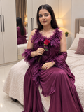2Pc Feather Nightgown Set for Women | NITEQUEEN BY NEELIMA