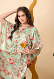 Nitequeen Flower Printed Satin Kaftan