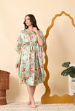 Nitequeen Flower Printed Satin Kaftan