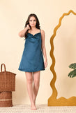 Nightqueen Plain Satin Short Night gown set