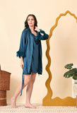 Nightqueen Plain Satin Short Night gown set