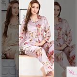 Nitequeen Premium Satin Full Pattern Payjama Night Suit Set | Nightwear & sleepwear for womens