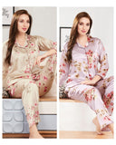 Nitequeen Premium Satin Full Pattern Payjama Night Suit Set | Nightwear & sleepwear for womens